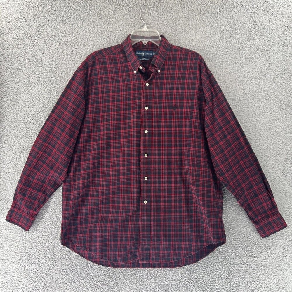 RALPH LAUREN Vintage 90’s Blake Shirt Red Black Plaid‎ Men's Large Hong Kong